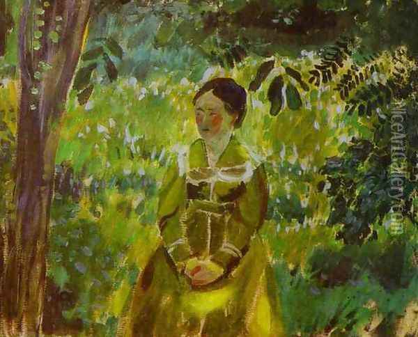 Lady in a Garden, 1903-1904 Oil Painting - Viktor Elpidiforovich Borisov-Musatov