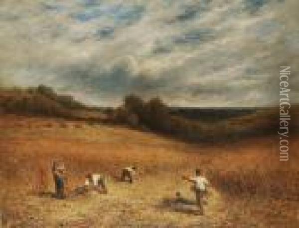 Gathering In The Harvest Oil Painting - John Linnell