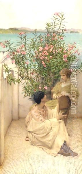 A Peaceful Roman Wooing Oil Painting - Sir Lawrence Alma-Tadema