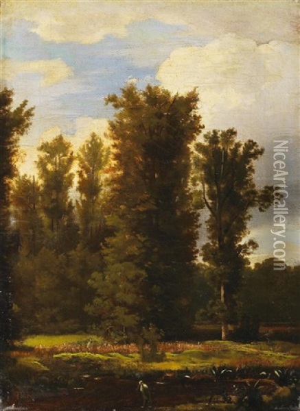 Waldlandschaft Mit Weiher Oil Painting - Theodore Rousseau