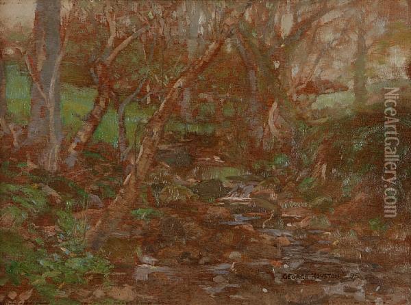 A Wooded Landscape Oil Painting - George Houston