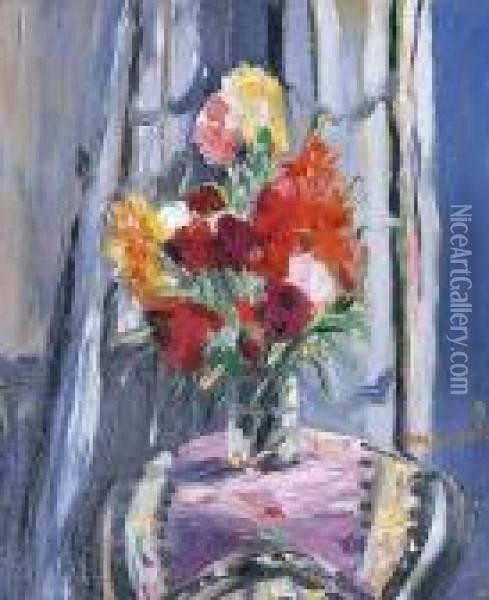 Vase De Fleurs Sur Le Gueridon Oil Painting - Jacqueline Marval