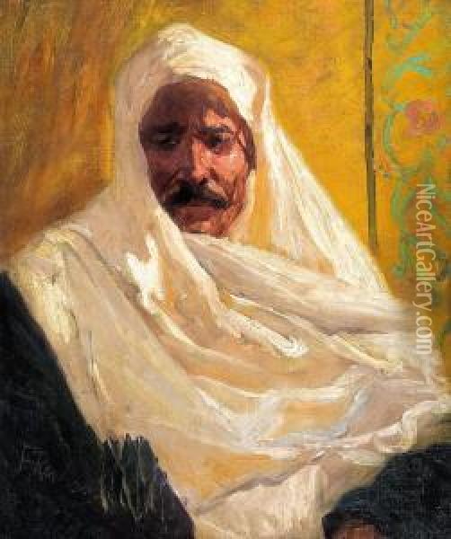 Sheikh Arabic Oil Painting - Franz Roubaud