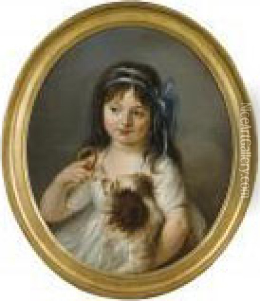 Petite Jeune Fille Tenant Une Gimblette Oil Painting - Louis Rolland Trinquesse