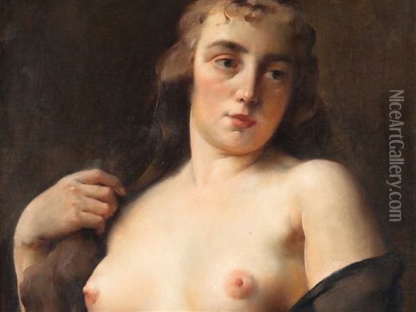 Half Nude Oil Painting - Frantisek Hladik