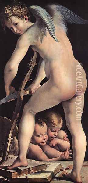 Cupid 1523-24 Oil Painting - Girolamo Francesco Maria Mazzola (Parmigianino)