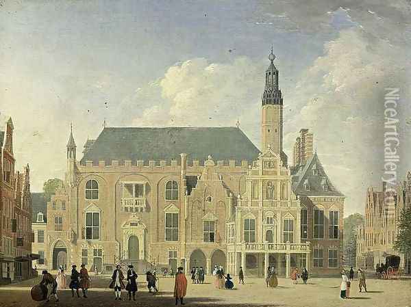 Haarlem: View of the Town Hall Oil Painting - Jan ten Compe