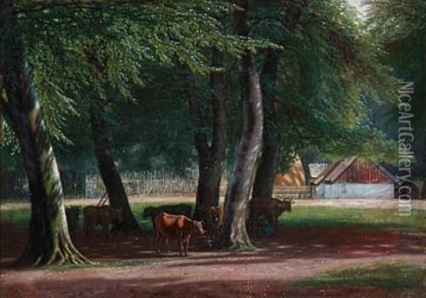 In The Deer Garden, North Of Copenhagen Oil Painting - David Monies