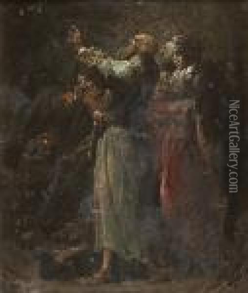 A Bishop Saint Blessing A Cripple Oil Painting - Leonaert Bramer