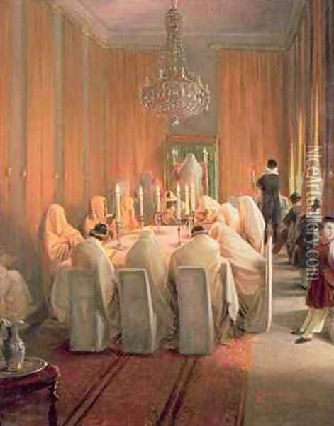The Rothschild Family at Prayer Oil Painting - Moritz Daniel Oppenheim