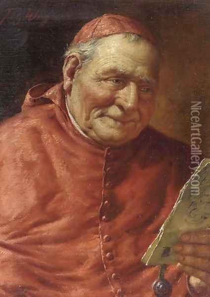 Reading cardinal Oil Painting - Fritz Wagner