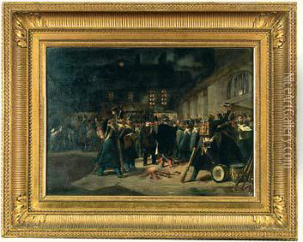 Coup D'etat Du Prince Napoleon Le 2 Decembre 1852, Le Ralliement De La Troupe Oil Painting - Pierre Eugene Lacoste