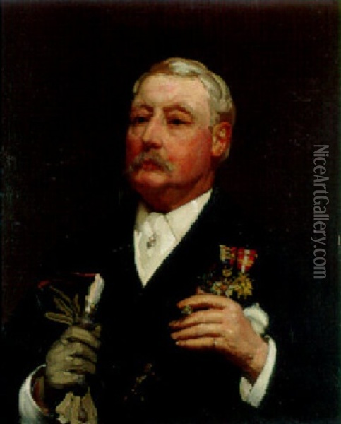 Portrait Of John Procter, Barrister-in-law, Wearing Medals Oil Painting - George Washington Lambert