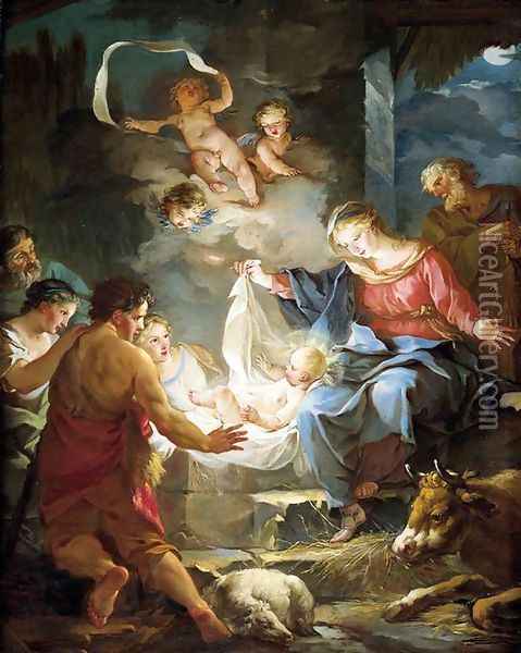 Nativity Oil Painting - Jean-Baptiste-Marie Pierre
