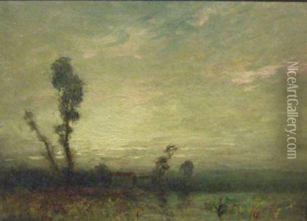 A Windswept Landscape At Sunset Oil Painting - George Boyle