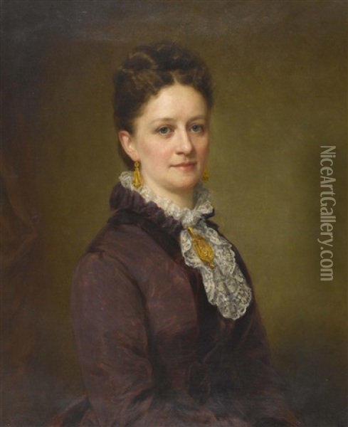 Portrat Einer Dame Mit Goldenem Anhanger Oil Painting - George Augustus Baker Jr.