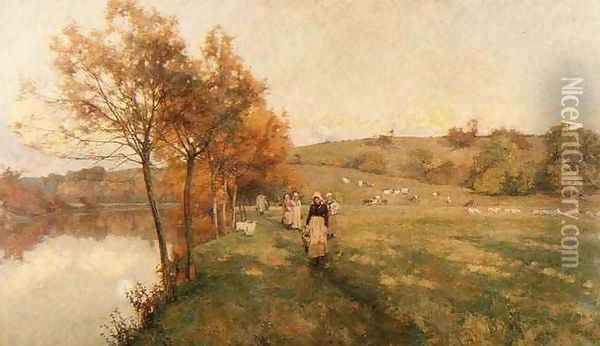 Meadows by the Avon Oil Painting - Alfred Parsons