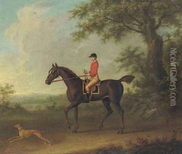 Sedbury, with jockey up, and a greyhound Oil Painting - James Seymour