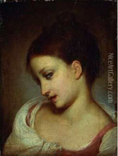 Portrait De Jeune Fille En Buste Oil Painting - Pietro Antonio Rotari