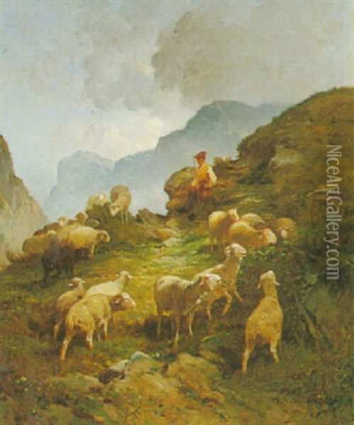 The Valley Pastures Oil Painting - Felix Saturnin Brissot de Warville