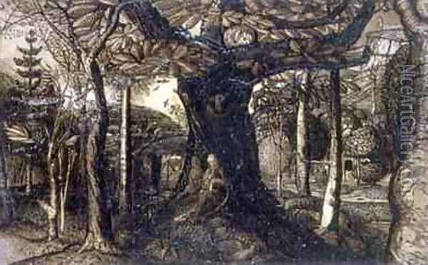 The Skirts of a Wood, 1825 Oil Painting - Samuel Palmer