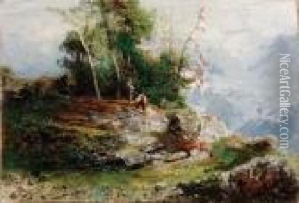 In Montagna - 1868 Oil Painting - Gaetano Fasanotti