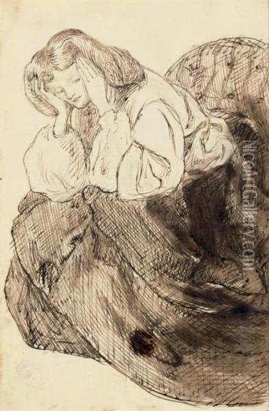 Study Of Elizabeth Siddal Oil Painting - Dante Gabriel Rossetti