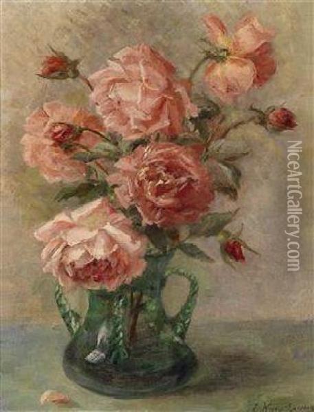 Roses In A Vase Oil Painting - Elise Nees Von Esenbeck