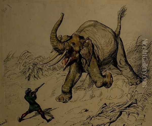 Elephant Shoot Oil Painting - Ernest Henry Griset