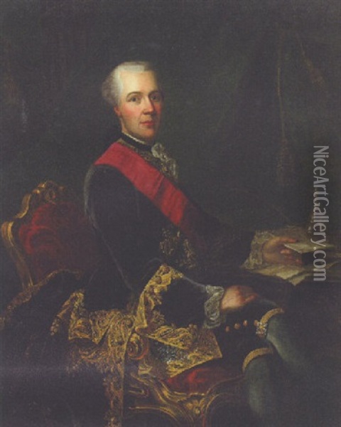 Portrait Of Sir Joseph Yorke, Later Baron Dover Oil Painting - Guillaume Jean Joseph de Spinny
