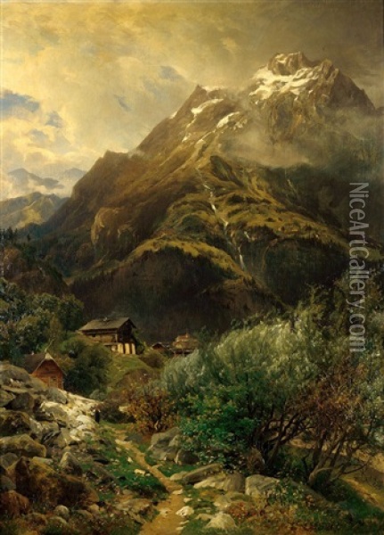 Hochgebirgslandschaft Oil Painting - Eduard Schoenfeld