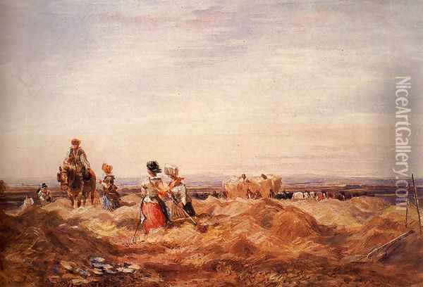 In the Hayfield Oil Painting - David Cox
