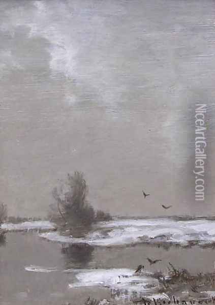 Crows in Winter Oil Painting - Roman Kochanowski