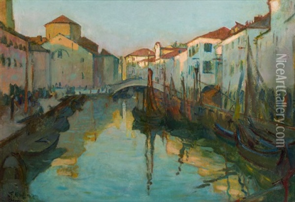 Chioggia, Abend Am Kanal Oil Painting - Ludwig Ferdinand Graf