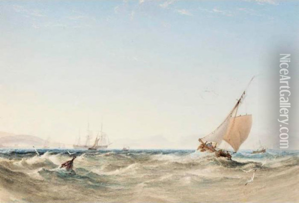 Shipping Off The Coast Oil Painting - Anthony Vandyke Copley Fielding