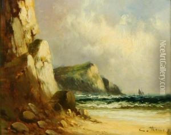Sailboats Off The Coast Oil Painting - Charles Thomas
