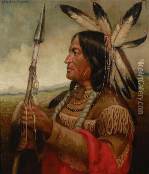 A Portrait Of Bird Chief, Arapaho Tribe Oil Painting - Henry H. Cross