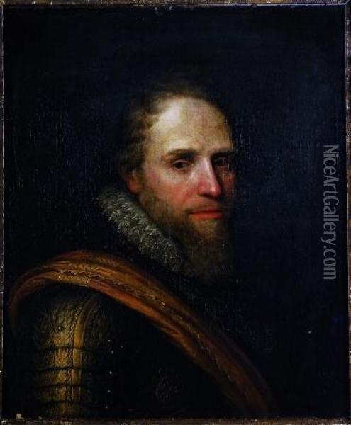 Portrait Of Prince Maurice Of Nassau In Armor Oil Painting - Michiel Jansz. Van Miereveldt