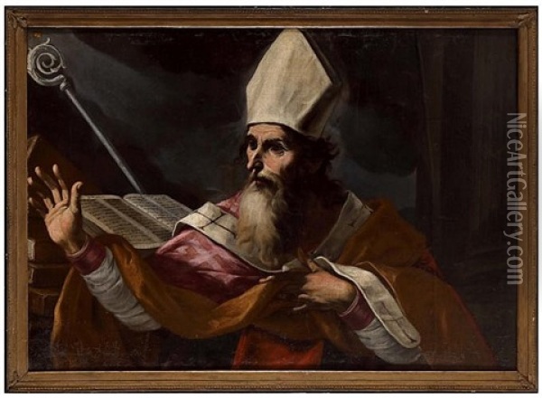 Saint Vescovo Oil Painting - Gregorio Preti