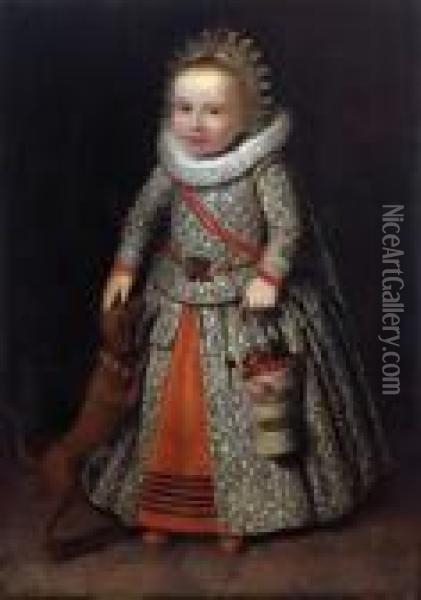 Ritratto Di Bambina In Abito Riccamente Ricamato Oil Painting - Cornelis De Vos