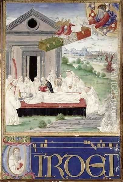 The Funeral of St. Benedict (480-527) with St. Romauld Oil Painting - Gabriello di Vanti di Bartolo Attavante di