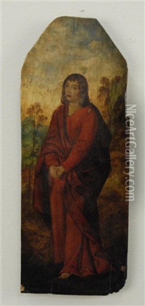 Saint In Landscape Oil Painting - Aelbrecht Bouts