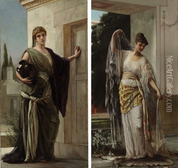 A Pompeian Bride (+ A Pompeian Widow; Pair) Oil Painting - Herbert Sidney