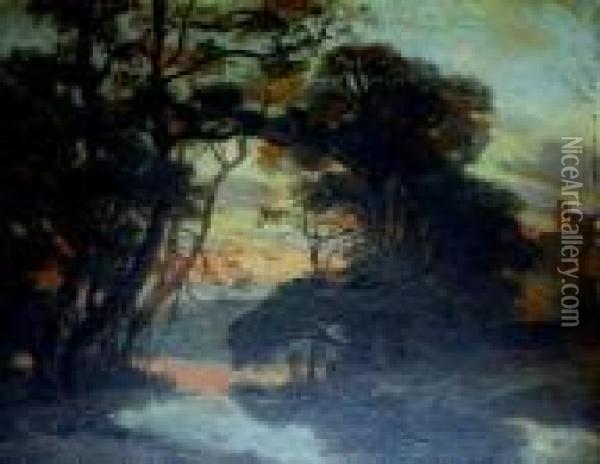 Arbres Aupres Dune Riviere Oil Painting - Nicolas Louis Cabat