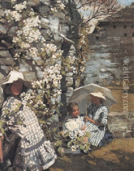 The White Parasol Oil Painting - Hilda Fearon