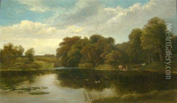 A Quiet Pool Oil Painting - William Hall
