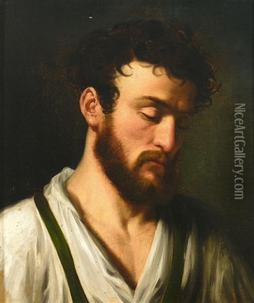 Portrait Eines Bartigen Jungen Mannes Oil Painting - Maria (Anna Maria) Ellenrieder