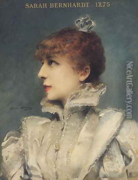 Sarah Bernhardt (1844-1923) 1875 Oil Painting - Louise Abbema