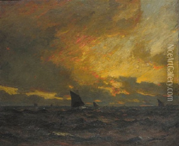 Sailing At Sunset Oil Painting - Paul Dougherty