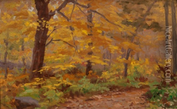 Wooded Landscape, Princeton, Massachusetts, Circa 1910 Oil Painting - Thomas Allen Jr.